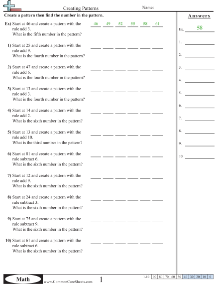 patterns function machine worksheets free commoncoresheets