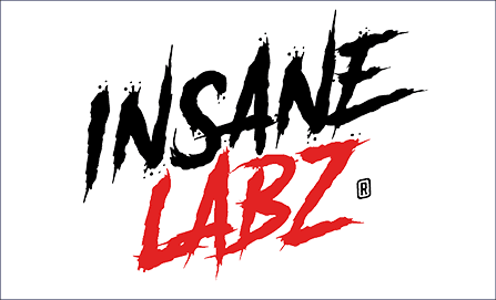 Insane Labz logo with bold black and red text on white background.