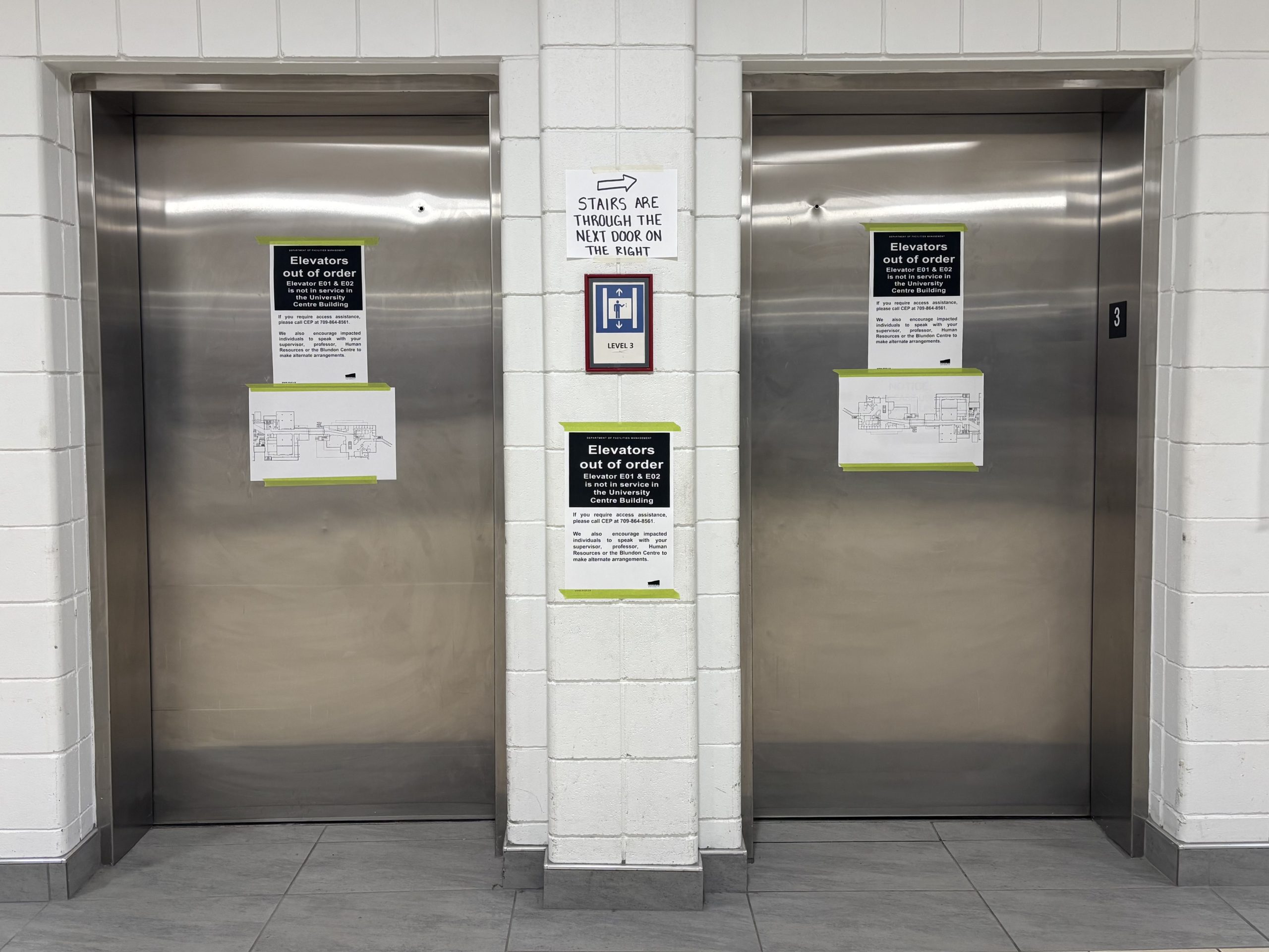 Elevator outages at University Centre render services inaccessible