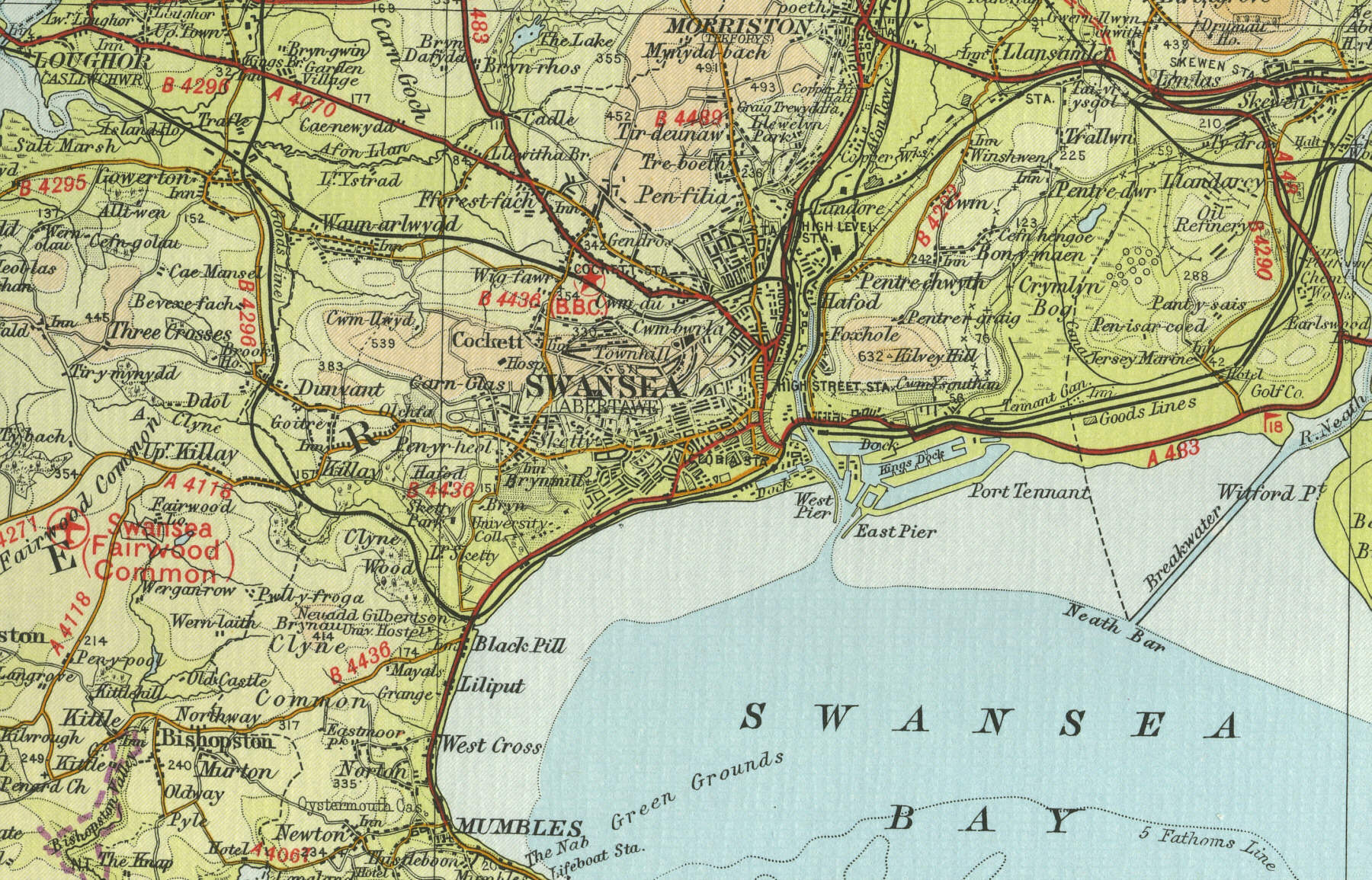 Map Of Swansea Area Manselton VYTT Town.
