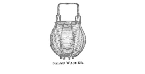 Vintage salad washer kitchen tool with wire mesh basket and handles from 1769