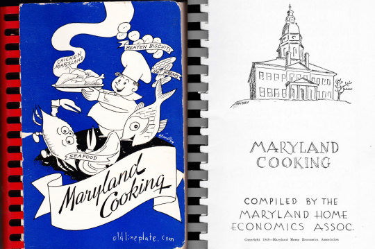 Vintage Maryland Cooking cookbook cover from mid-20th century 