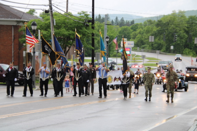 (Rick Miller/Olean Star) Members of the Honor Guard from Charles Harbel Post 892 lead the Allegany Memorial Day Parade on Monday.