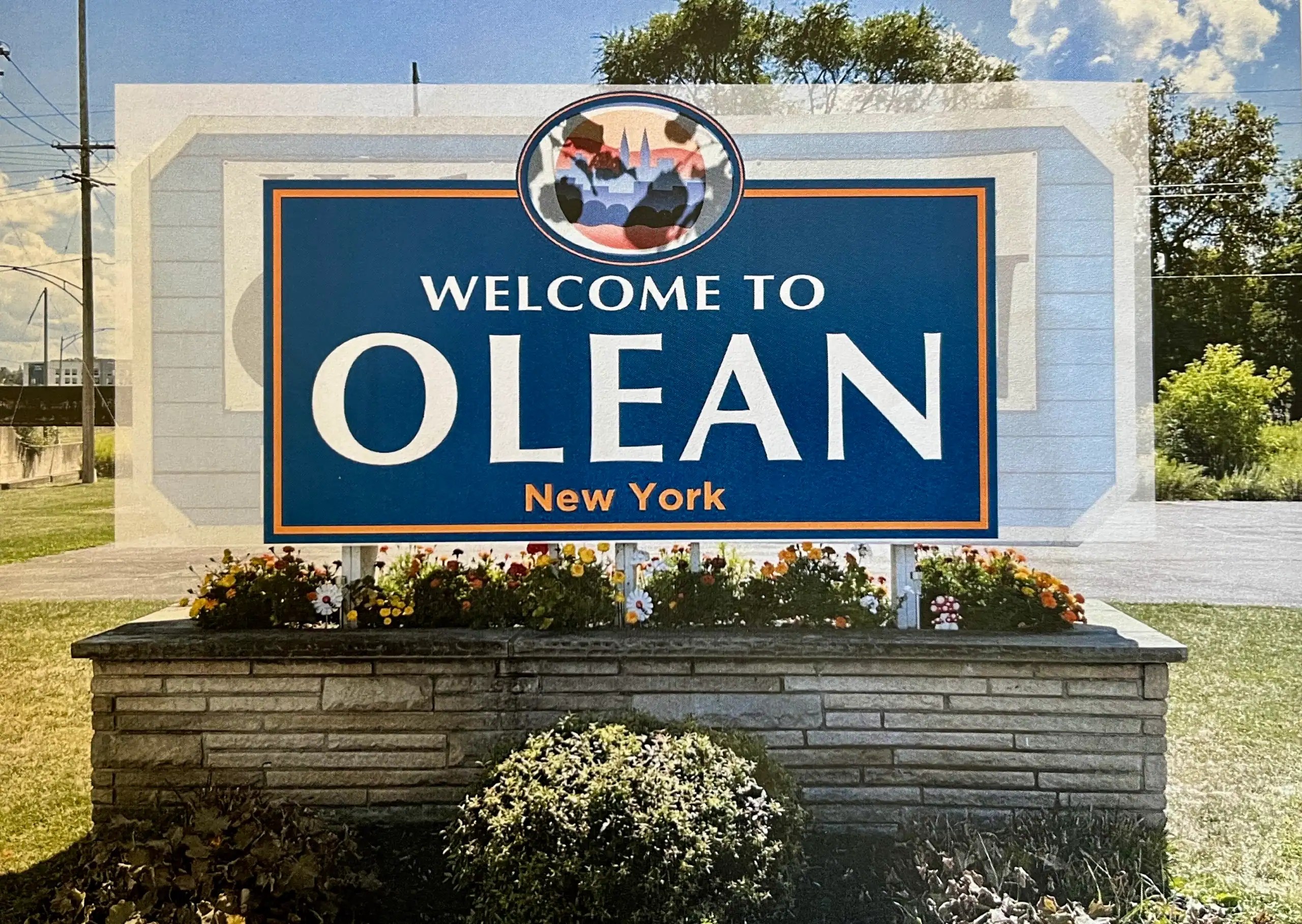 (Rick Miller/Olean Star) This is a mock-up of what the four new Welcome to Olean signs will look like once they are completed. They will replace temporary banners over signs that were vandalized four years ago.