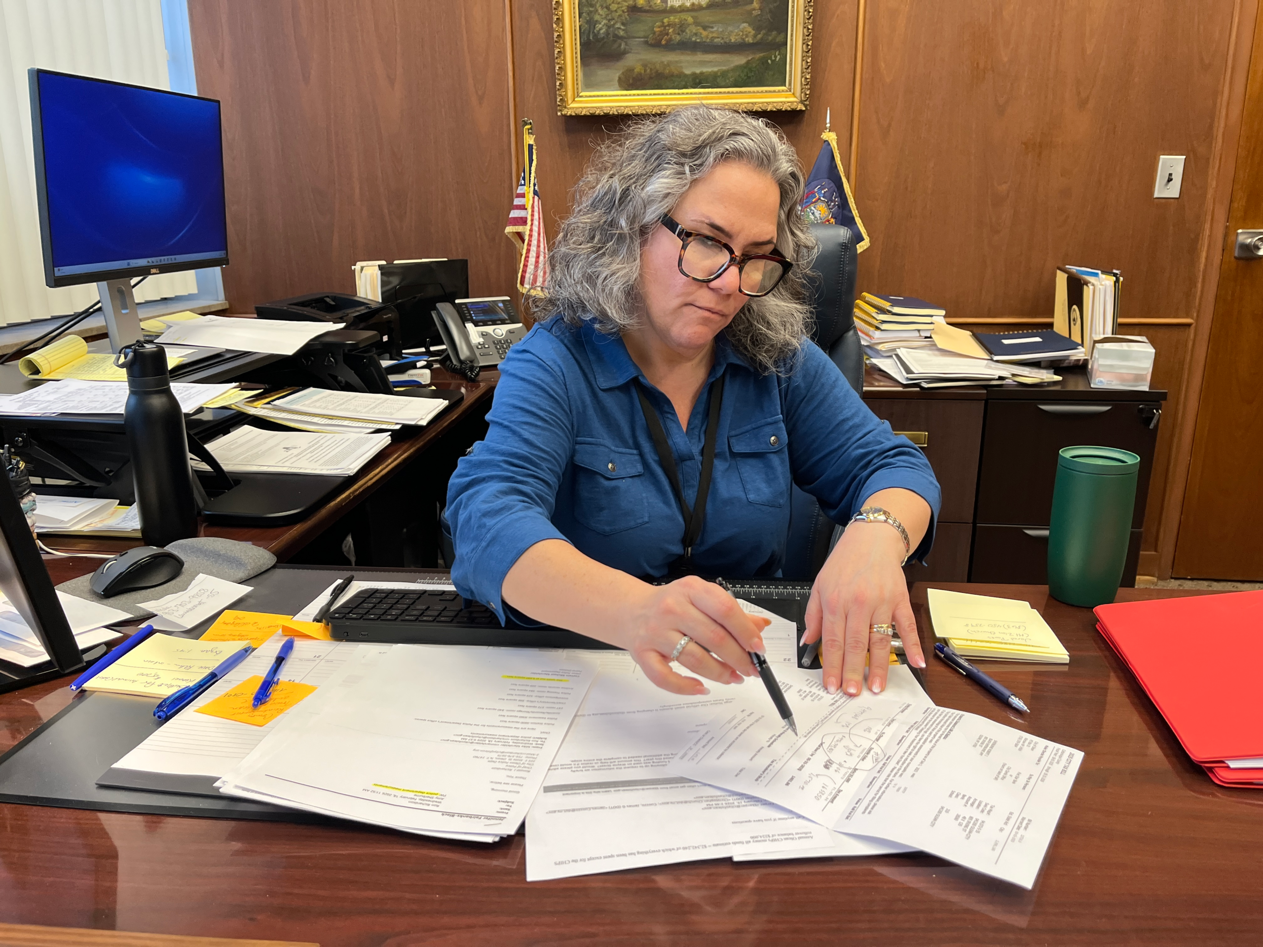 (Rick Miller/Olean Star) Olean Mayor Amy B. Sherburne said Friday new state aid will help reduce the 18.6% tax rate in the proposed $23.2 million city budget.