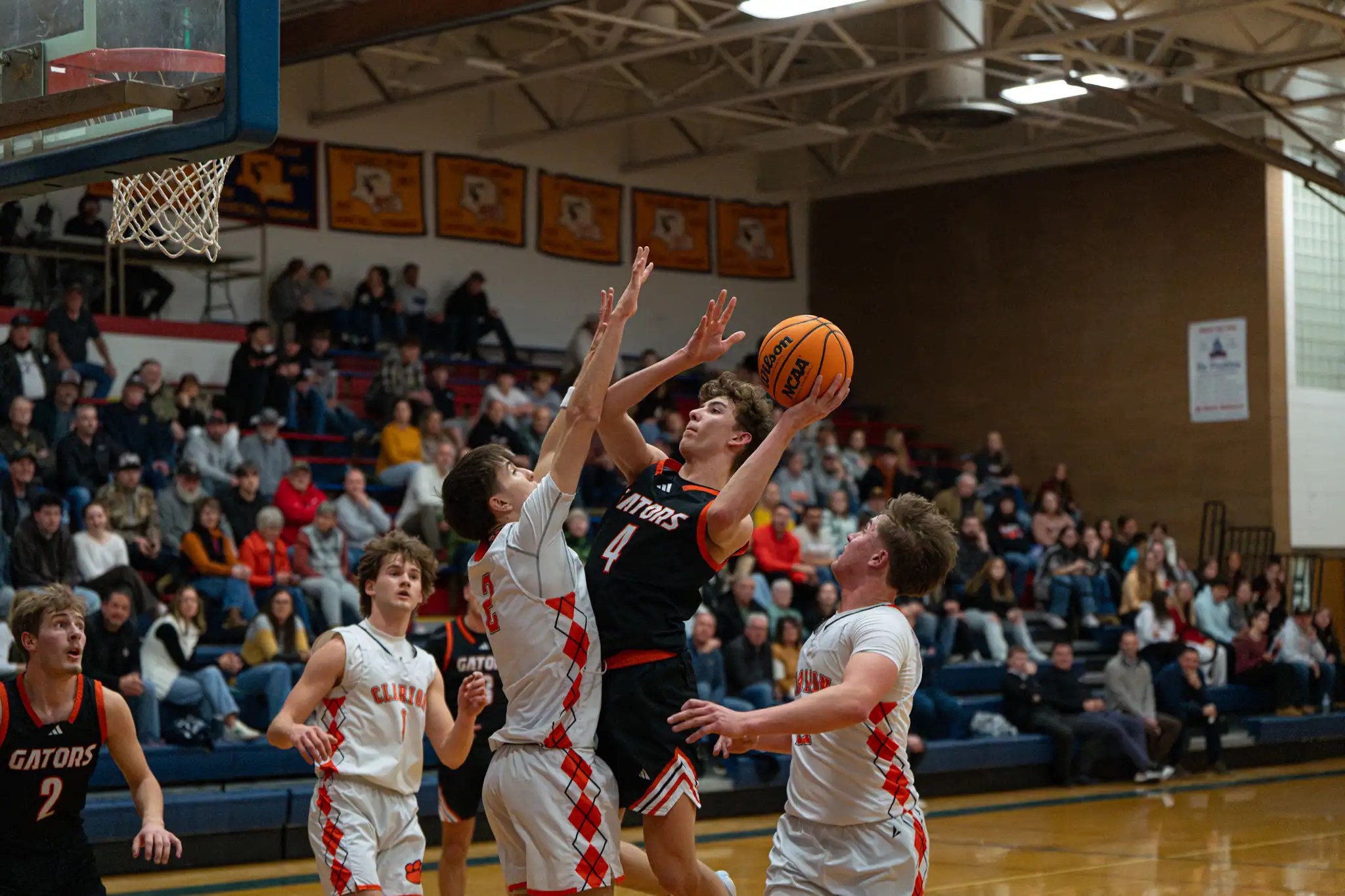 Liam Hawver fights through contact during Port Allegany's loss to Clarion in the District 9 Class 2A semifinals. | Photo by Hunter O. Lyle
