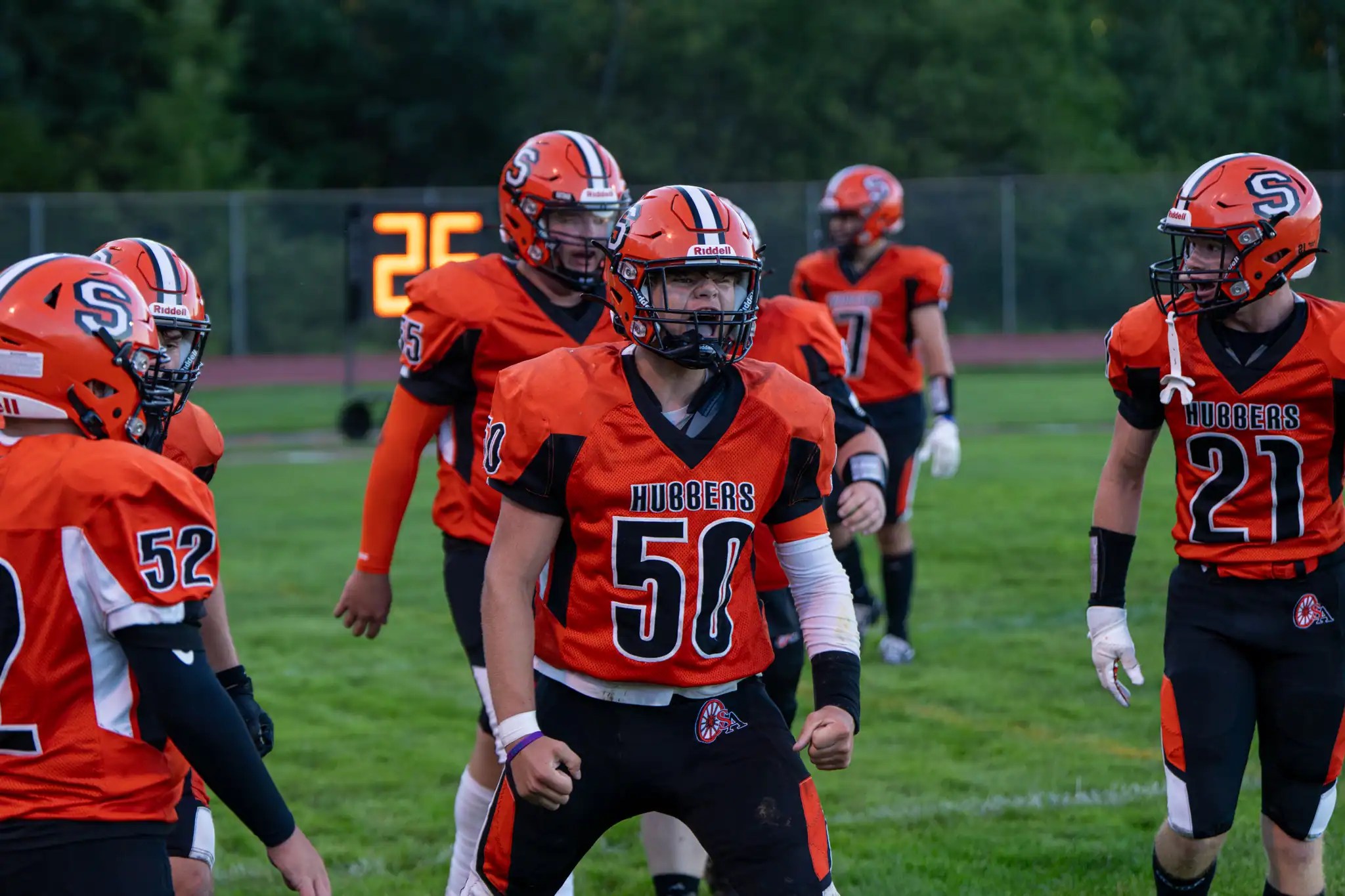 Smethport's Cameron Jacoby celebrates after recovering a fumble in the endzone during the Hubbers' 43-point win over Otto-Eldred. | Photo by Hunter O. Lyle