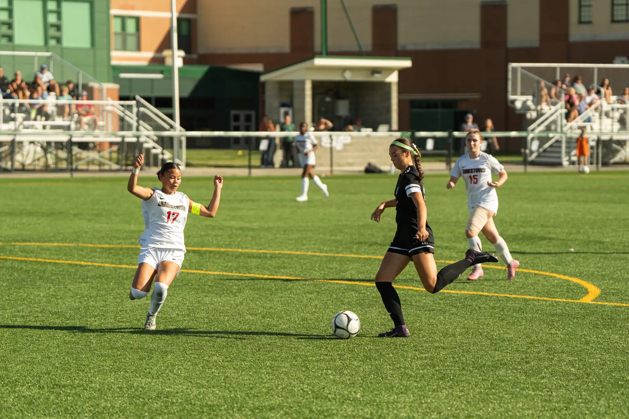 FILE -- Kai Wojewoda-Ko takes the ball up field during the Gators' win over Jamestown last Tuesday. | File photo by Hunter O. Lyle