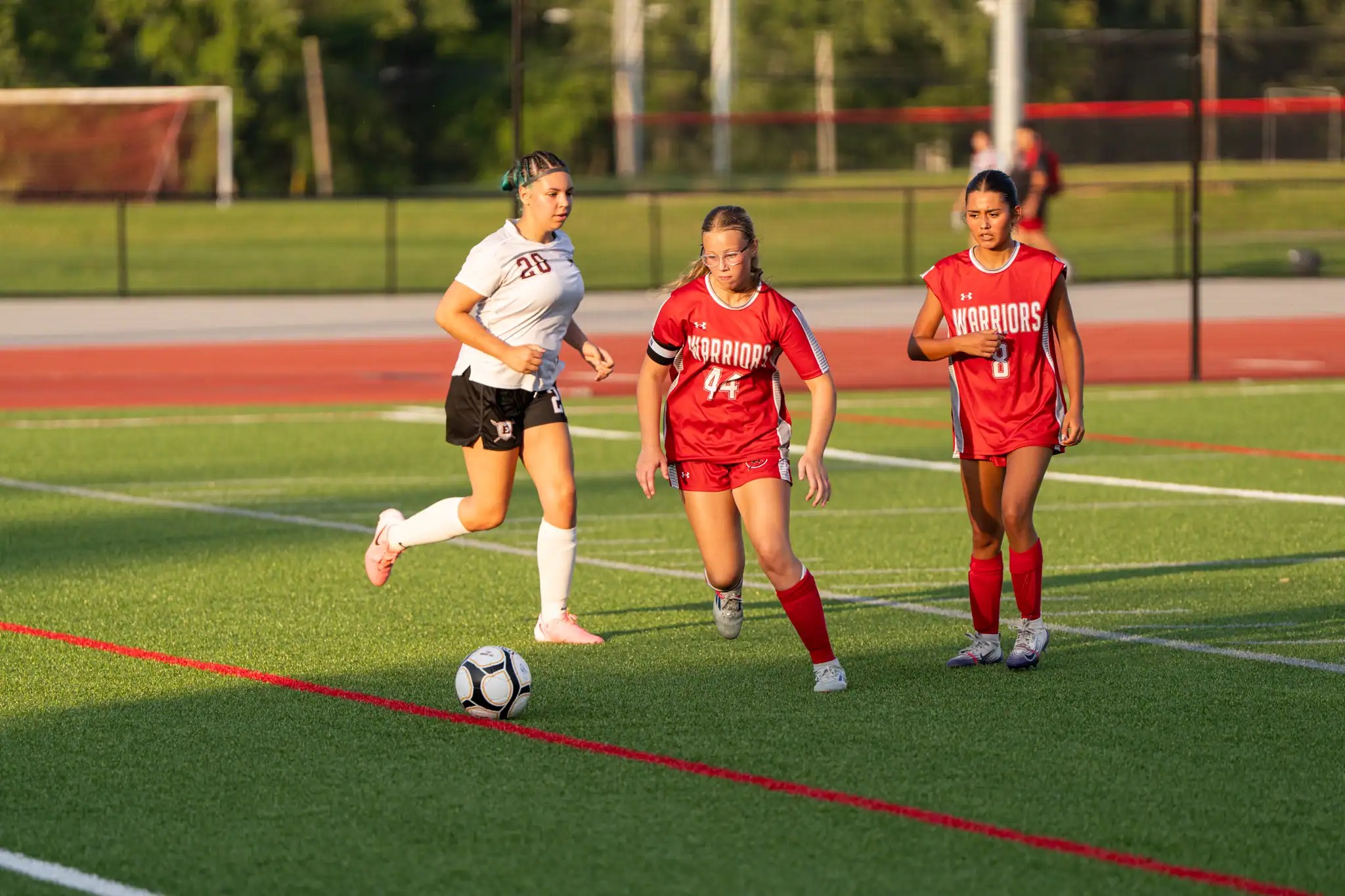 FILE -- Salamanca's Delany Haley carries the ball up field during the Warriors' loss to Eden on Tuesday, Sept. 1. | File photo by Hunter O. Lyle