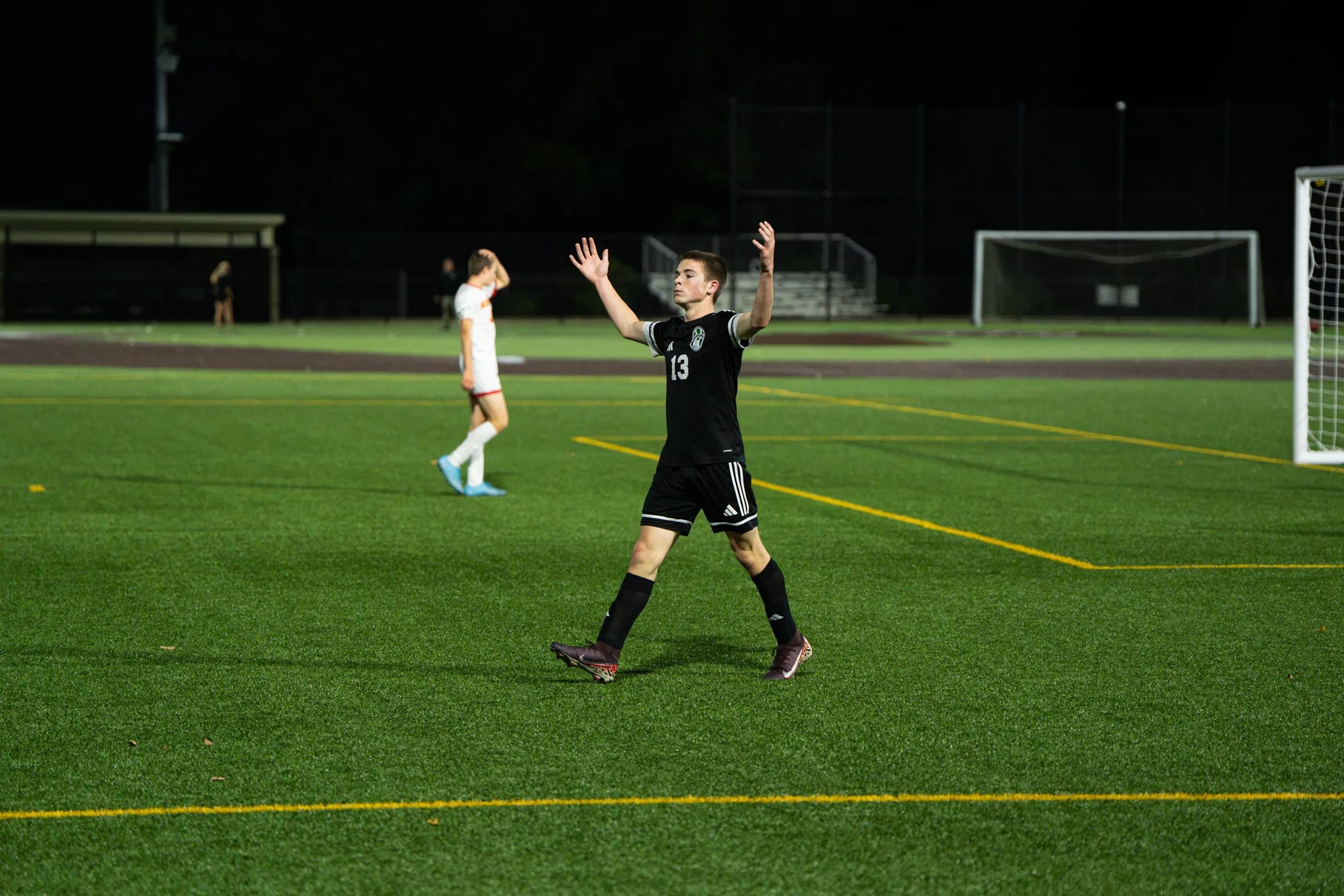 Owen Buzzard celebrates after scoring his third goal of the night, completing the hat trick during the Gators' win over Olean on Wednesday. | Photo by Hunter O. Lyle