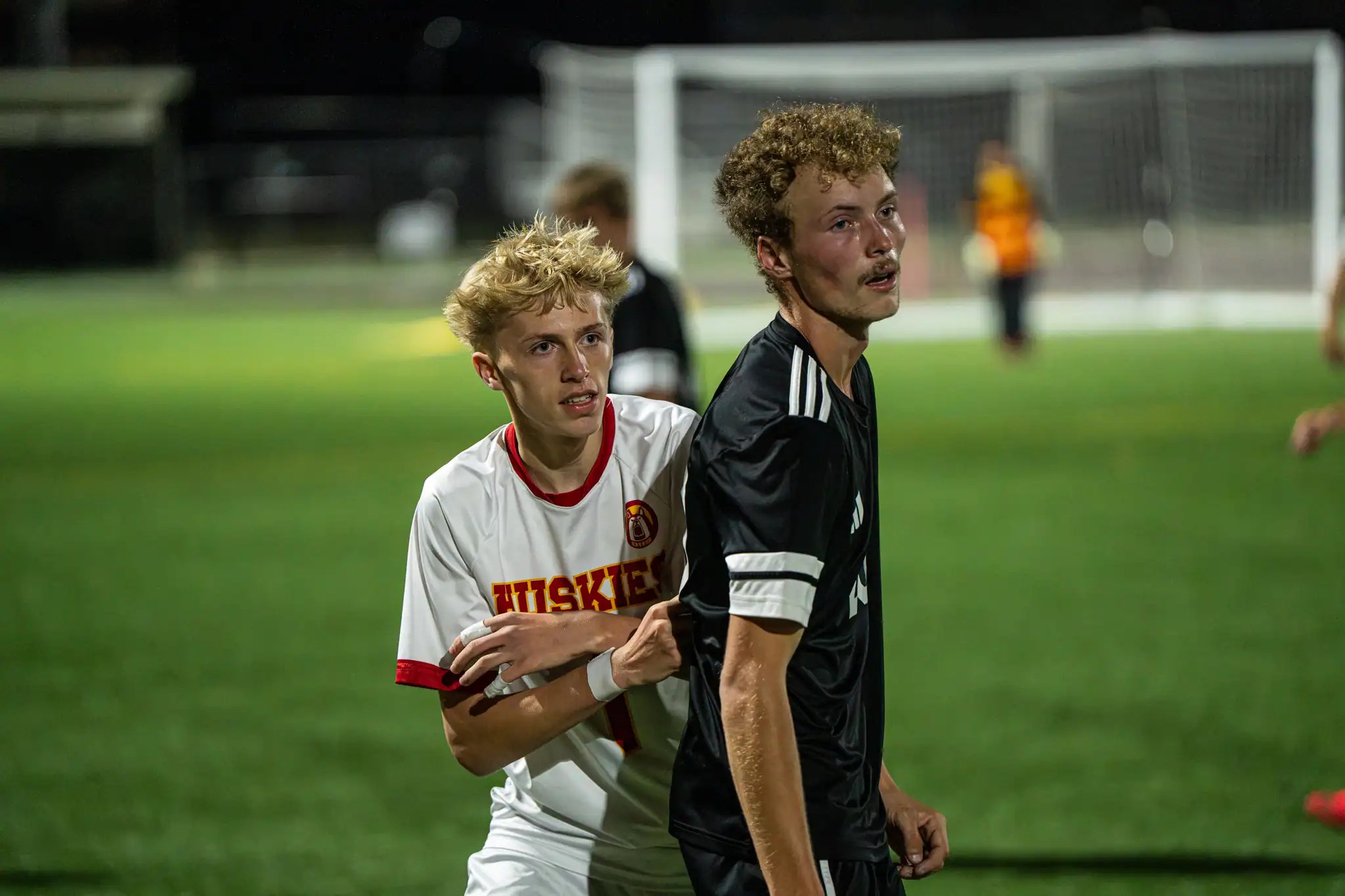 Allegany-Limestone's Dylan Rhodes and Olean's Lucius Clark vie for position during their matchup on Wednesday. Both teams will open their respective playoff campaigns on Tuesday. | Photo by Hunter O. Lyle