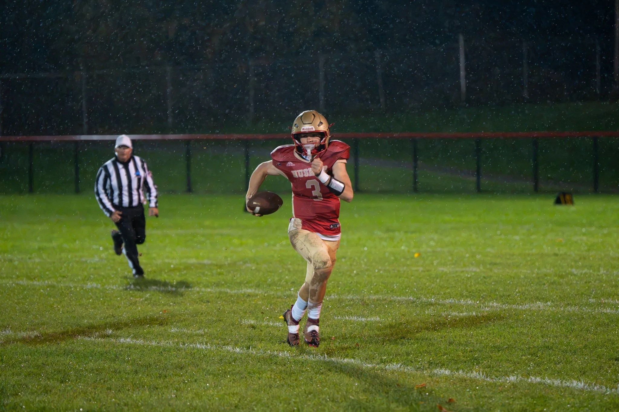 FILE -- Olean's Dom Myers scrambles out of the pocket during the Huskies' Week 7 win over Cheektowaga. | File photo by Hunter O. Lyle
