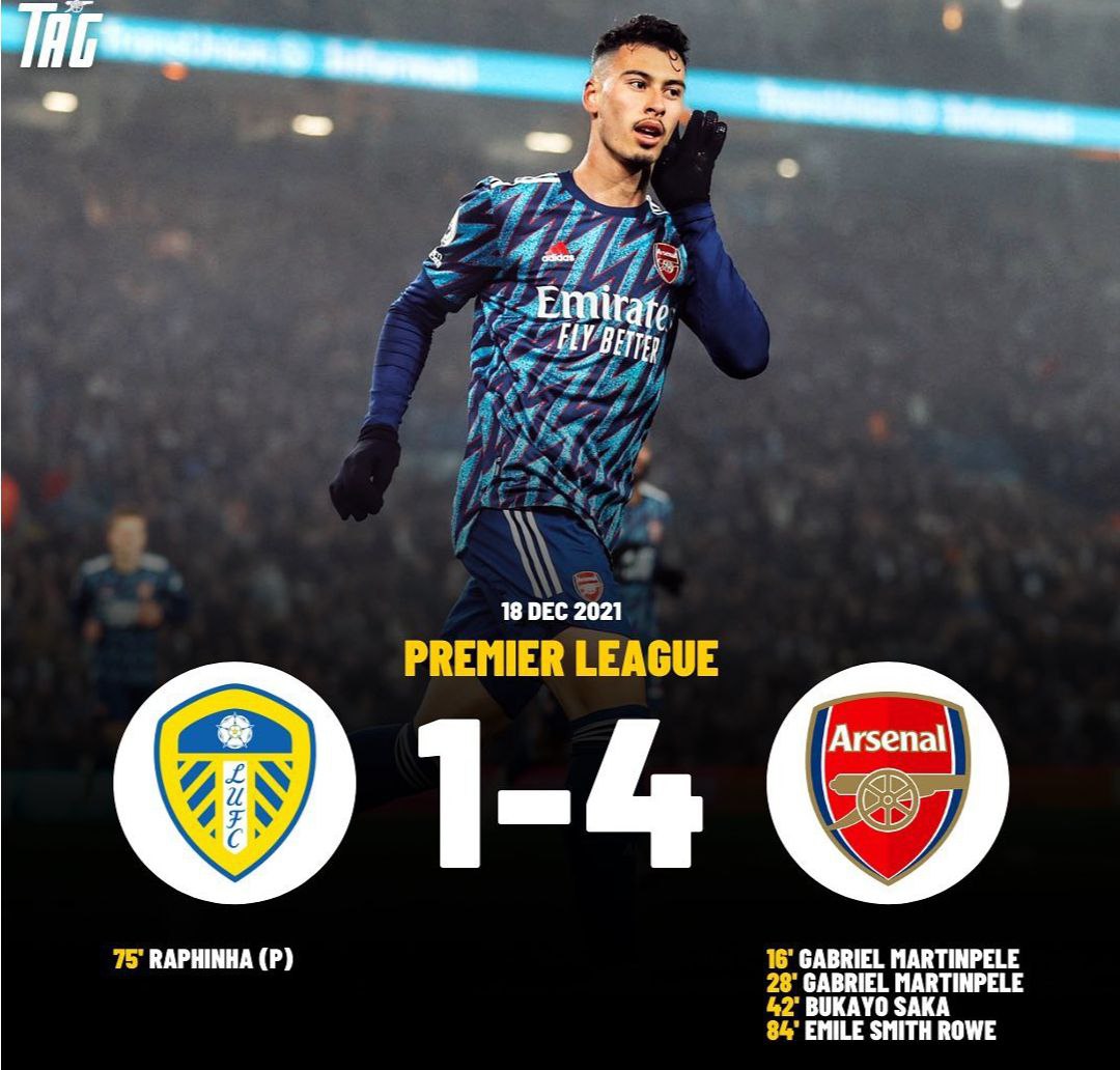 Goal - SAKA Leeds 1-4 Arsenal