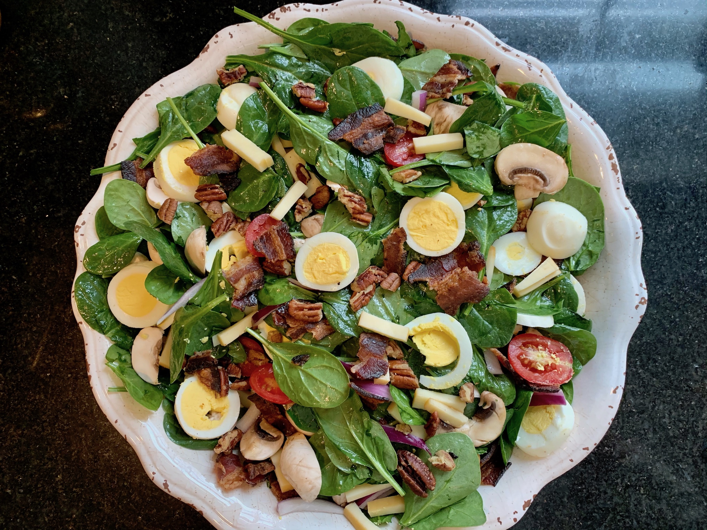 Spinach Salad with Warm Balsamic Dressing