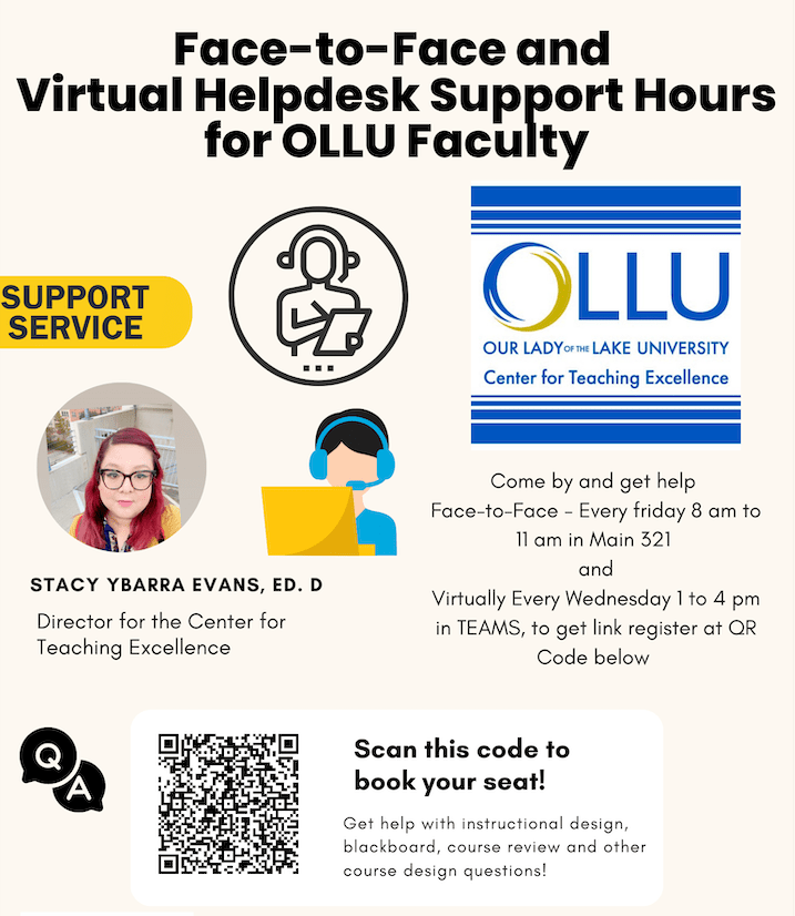 CTE offers facetoface and virtual Helpdesk support for faculty OLLU