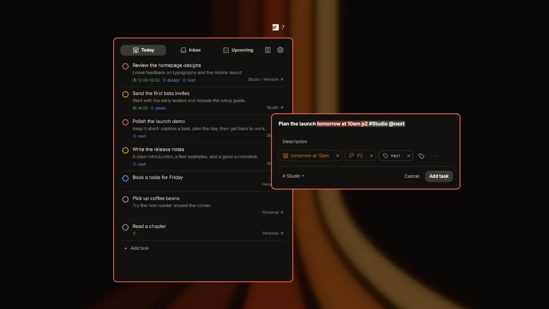 OmaTasks for Todoist plugin screenshot