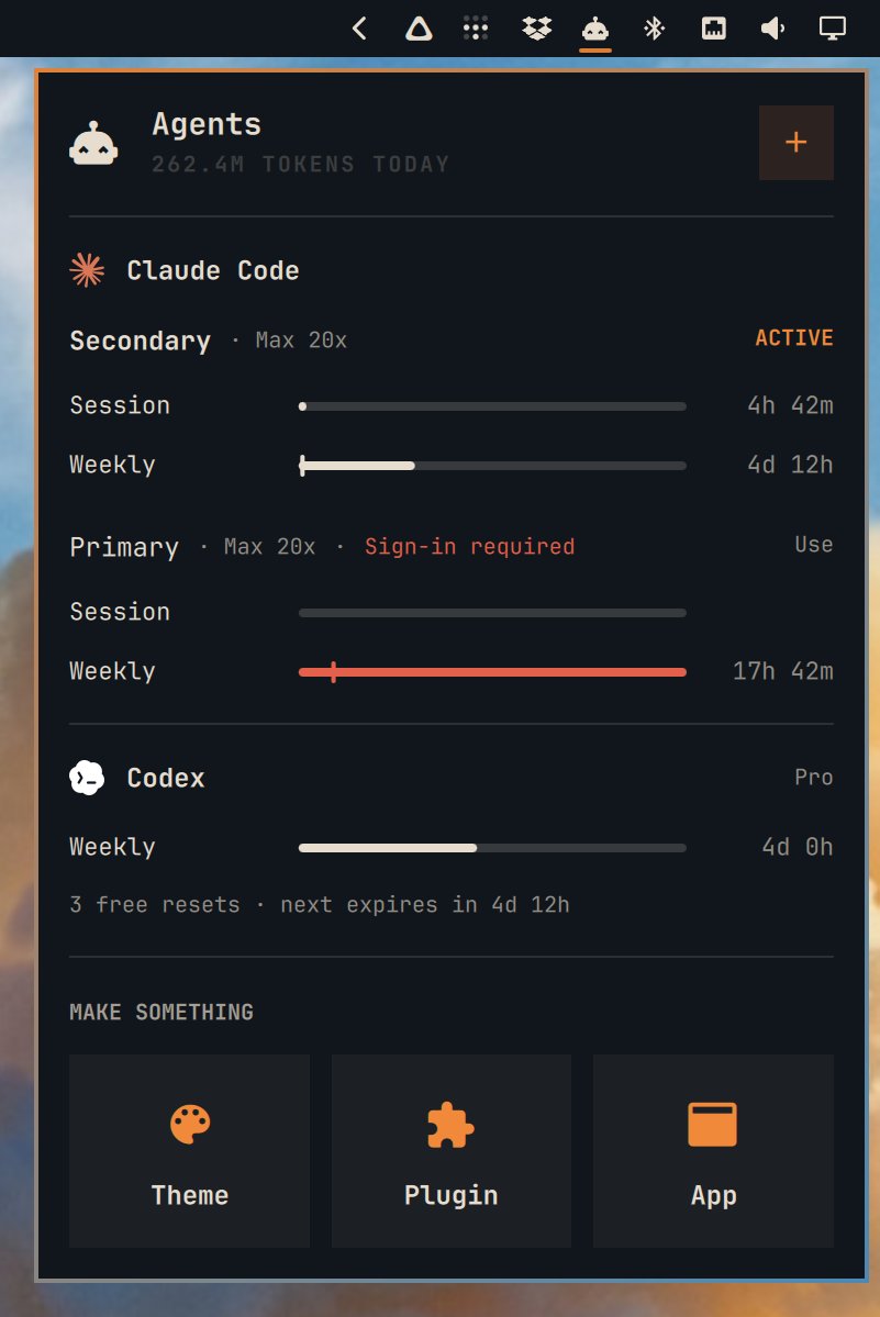 Omarchy agents panel UI screenshot from DHH