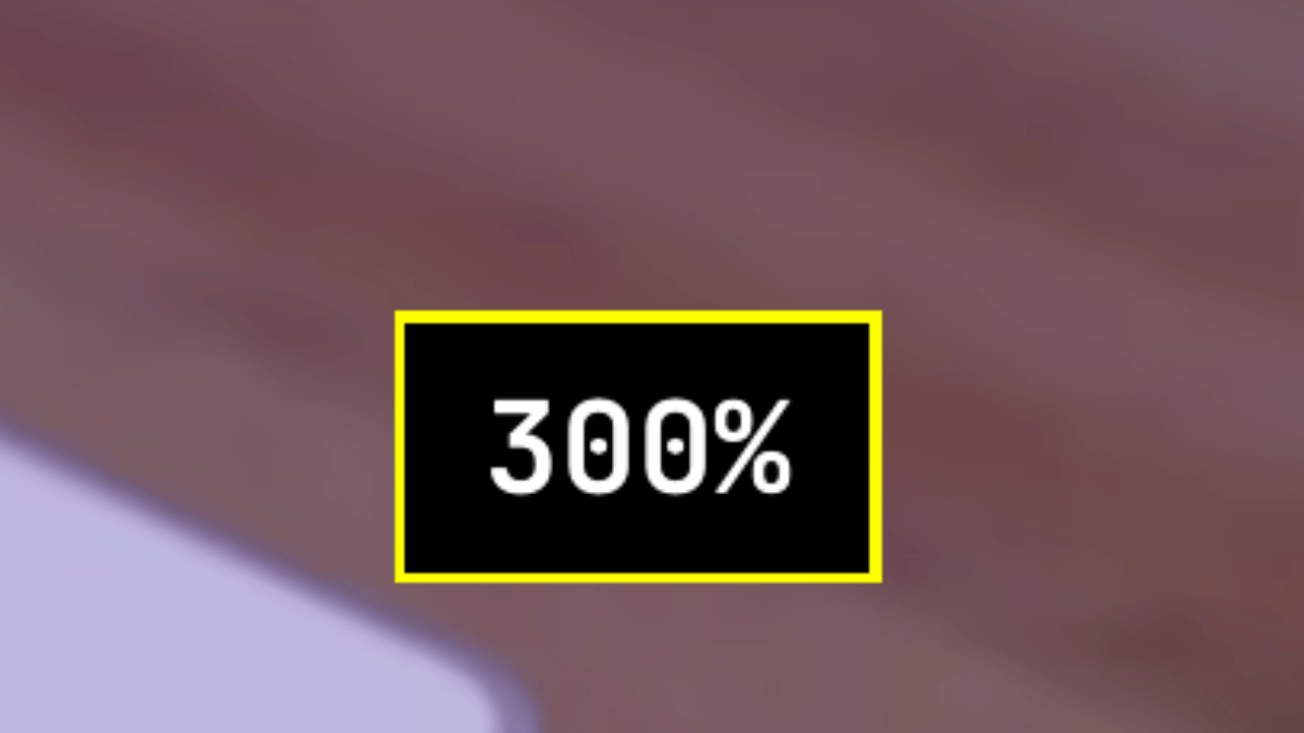 Omarchy Magnifier's zoom popup showing 300% over a magnified, blurred part of the screen