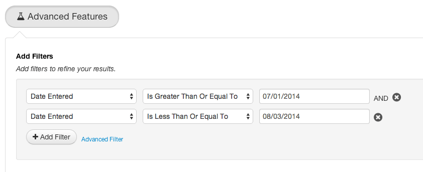 Update the date filters to pull the correct transactions