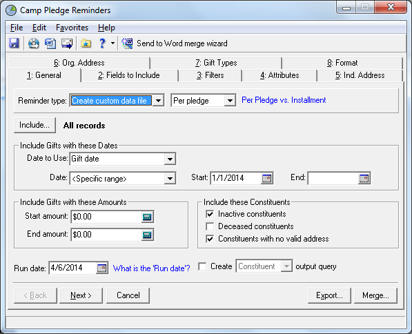 How to Send Pledge Reminder Letters in Raiser's Edge