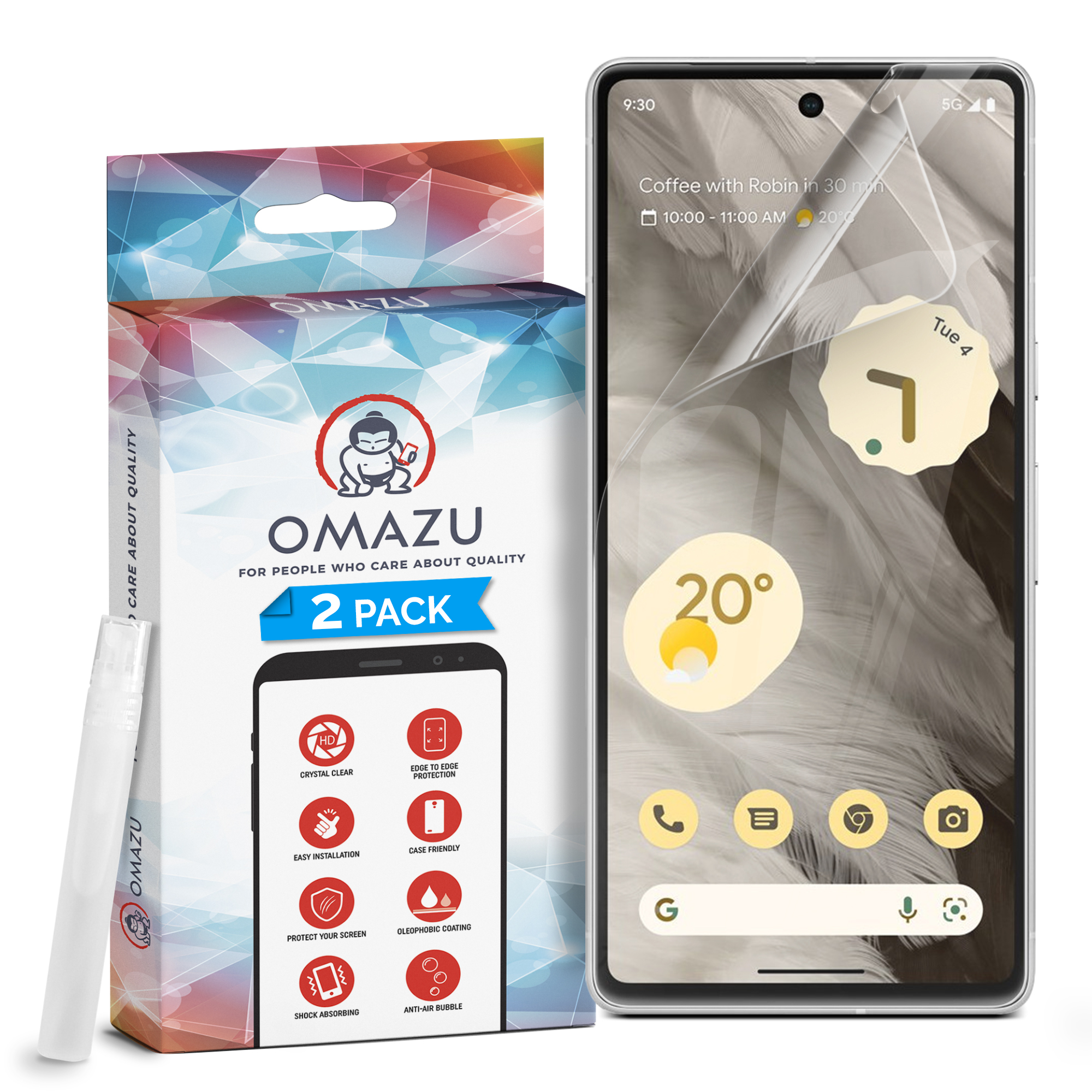 Google Pixel 7, (6,3 inch) OMAZU 3D Flex TPU Screenprotector, 2 Pack ...