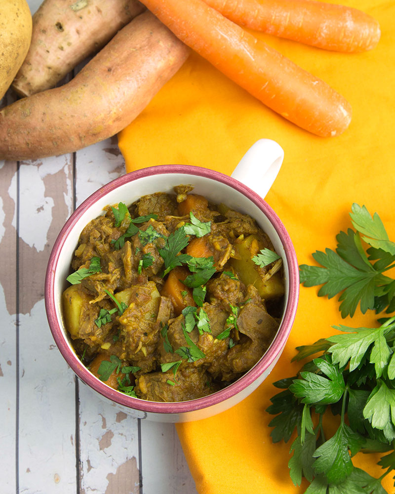 Slow cooker tangy beef stew with root veg