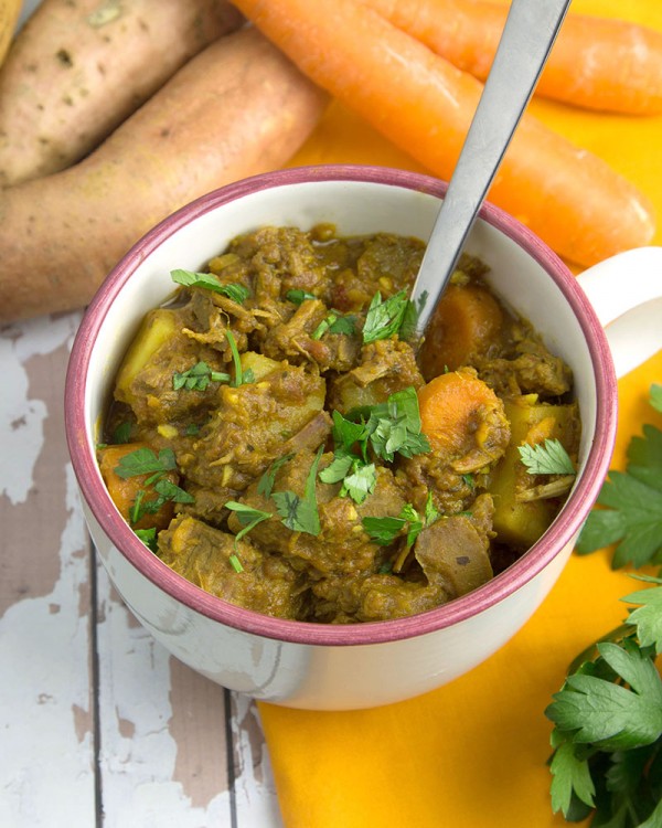 Slow cooker tangy beef stew with root veg
