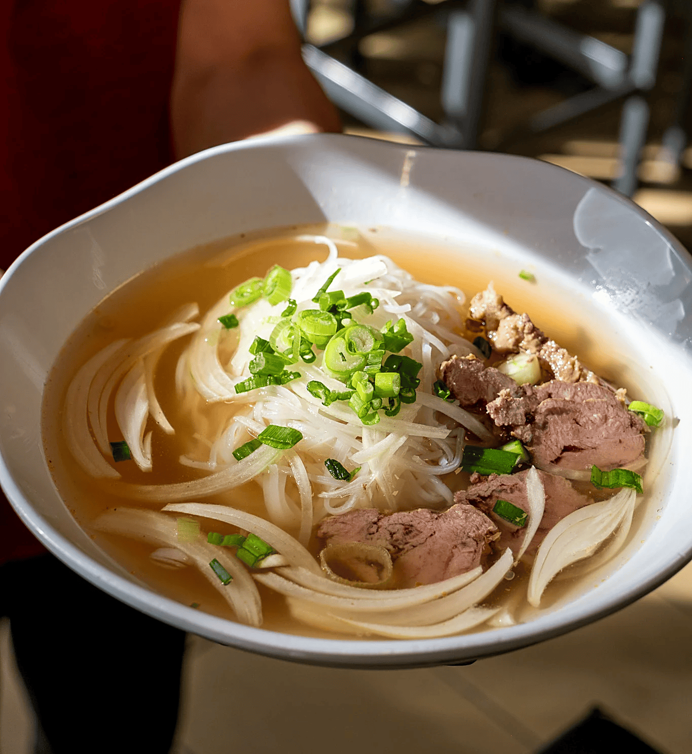 Beef pho in aromatic broth