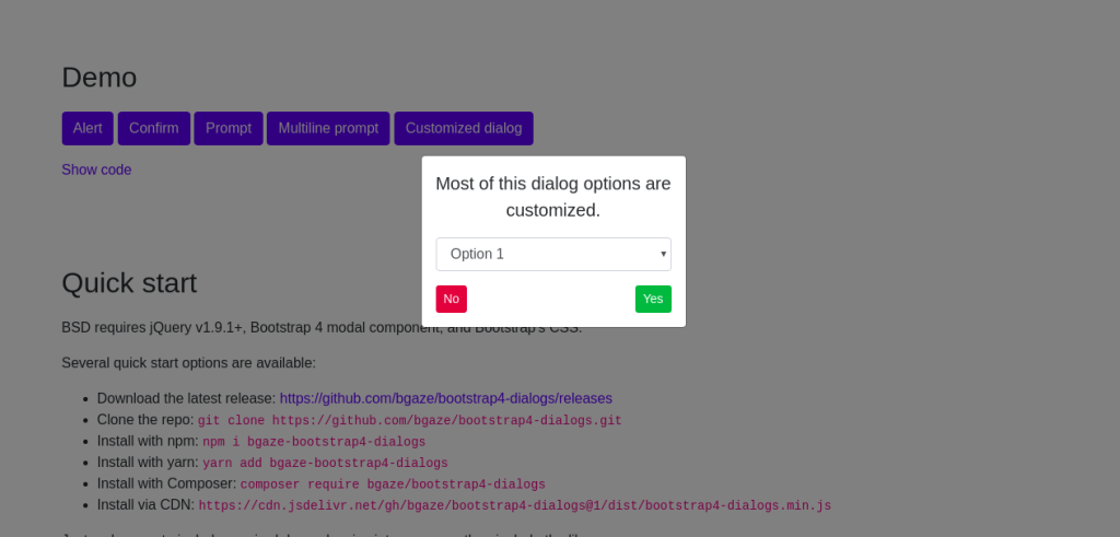 Bootstrap alert dialogs