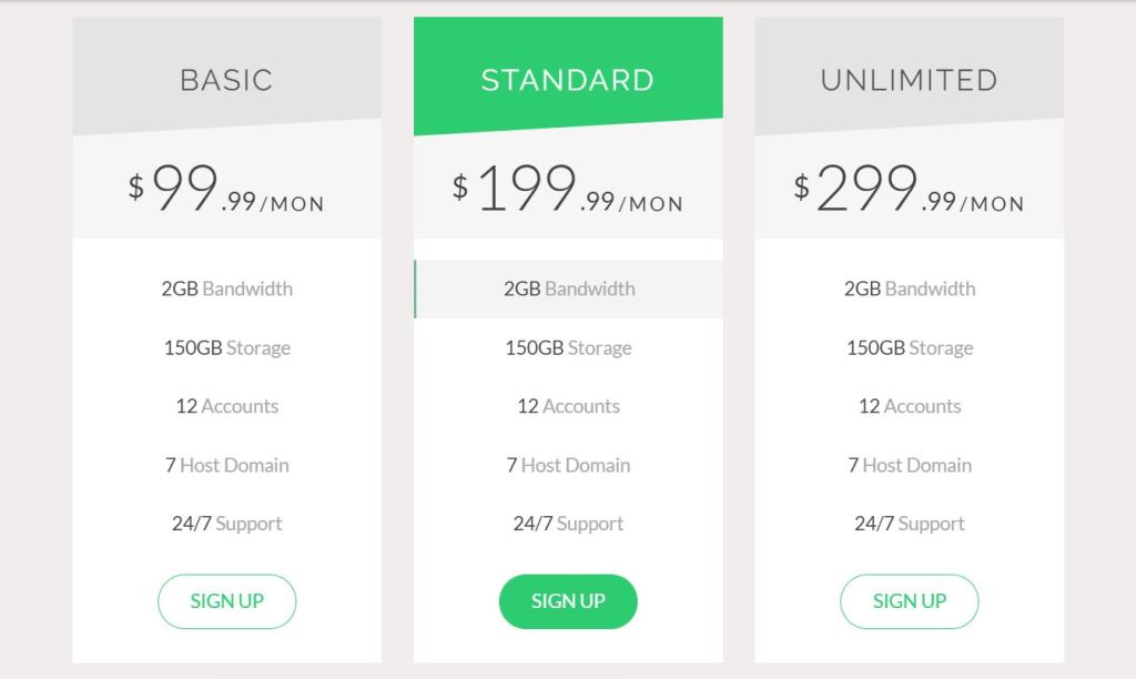 CSS Bootstrap Pricing Tables