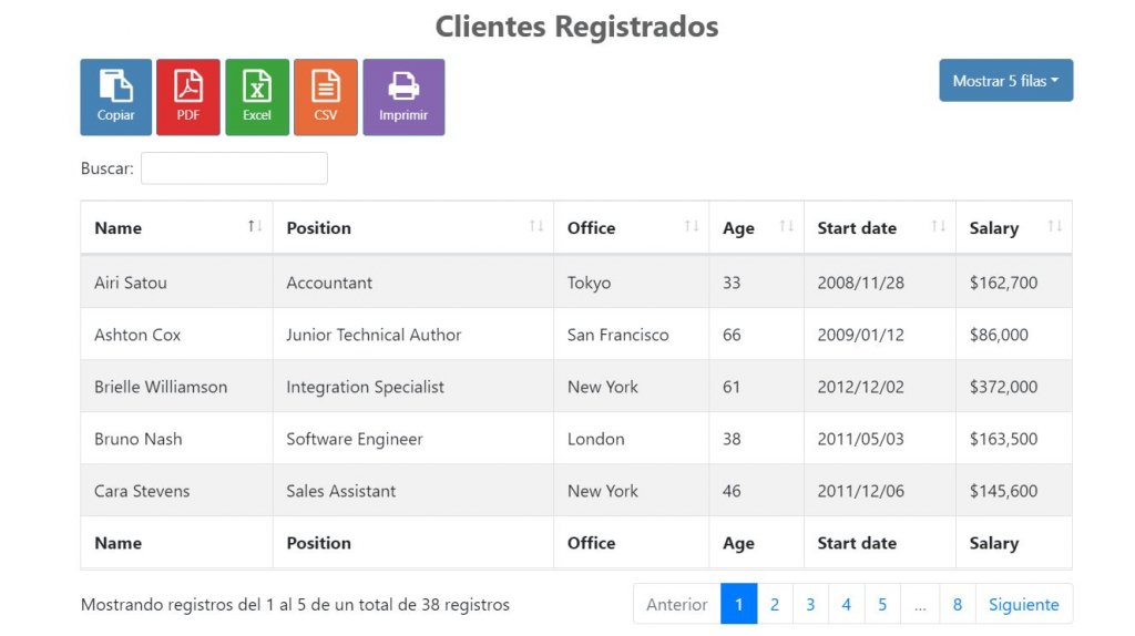 Bootstrap HTML CSS Datatable Template examples