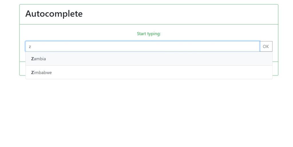 Javascript Bootstrap 4 autocomplete