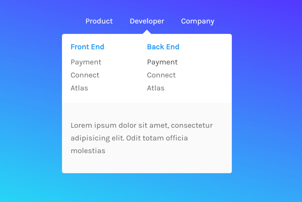 Stripe Style Dropdown Menu Design JS Code
