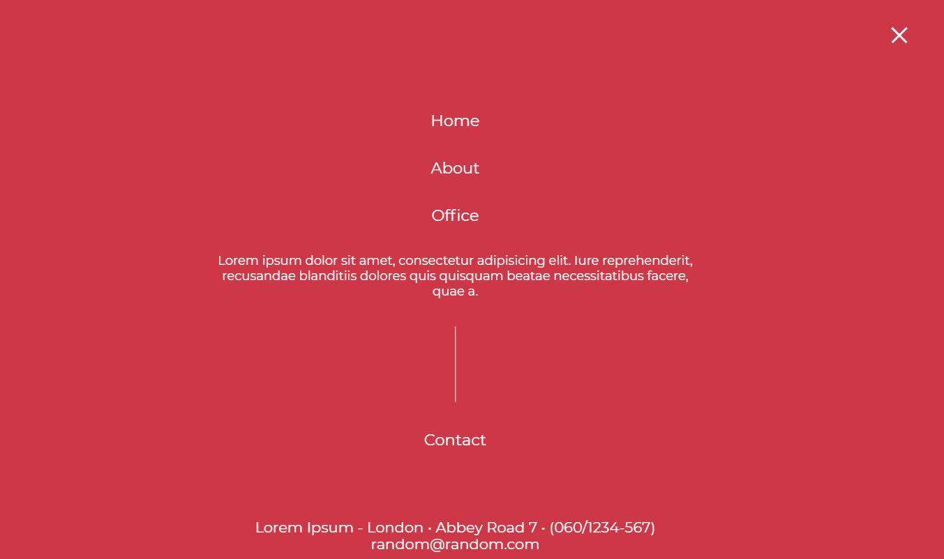Responsive Full screen JS Off canvas menu