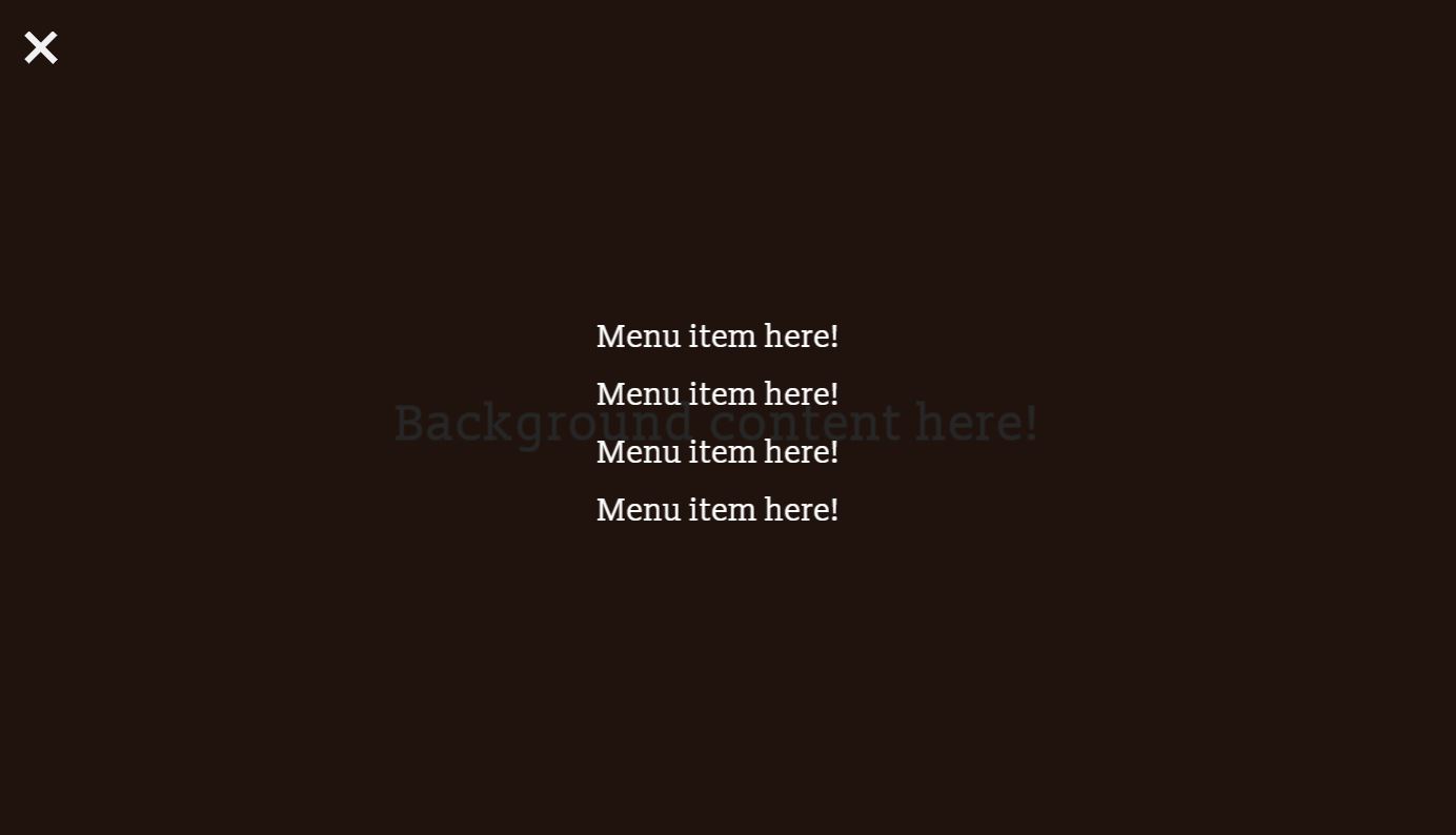 JavaScript Full Screen Menu toggle code examples