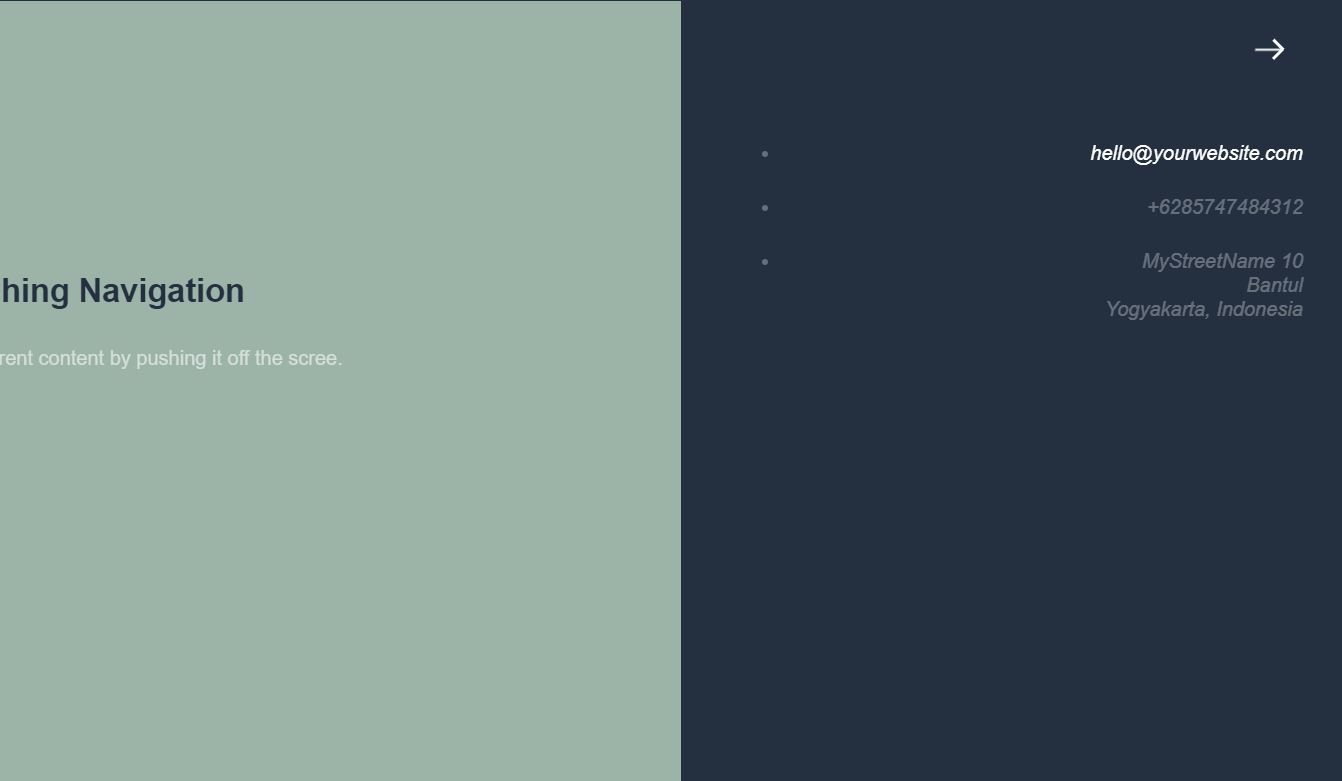 Half page JavaScript/JS Slide menu