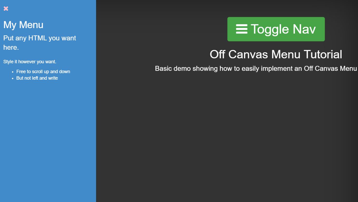 JavaScript JS and CSS3 Off Canvas Menu examples 