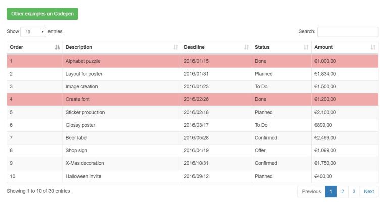 18+ JavaScript Datatable Design Code Examples - OnAirCode