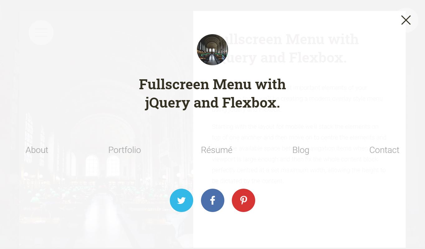 Fullscreen web menu with flexbox and jquery