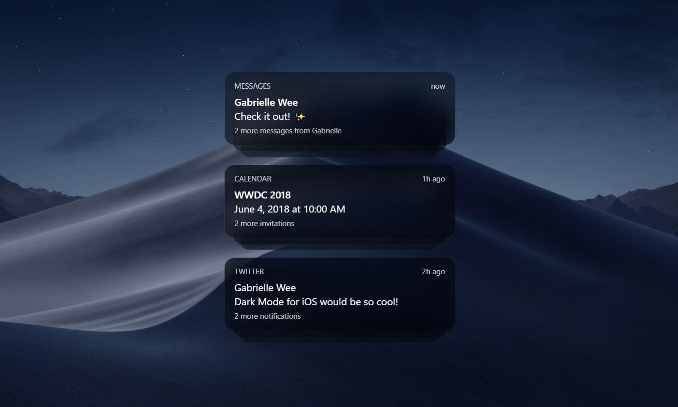 JS Dark Alert message example
