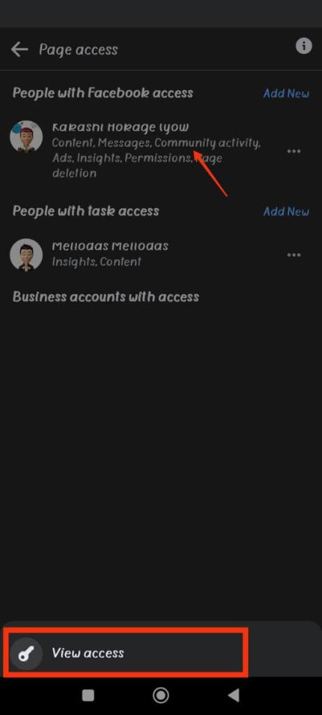 View access to FB page