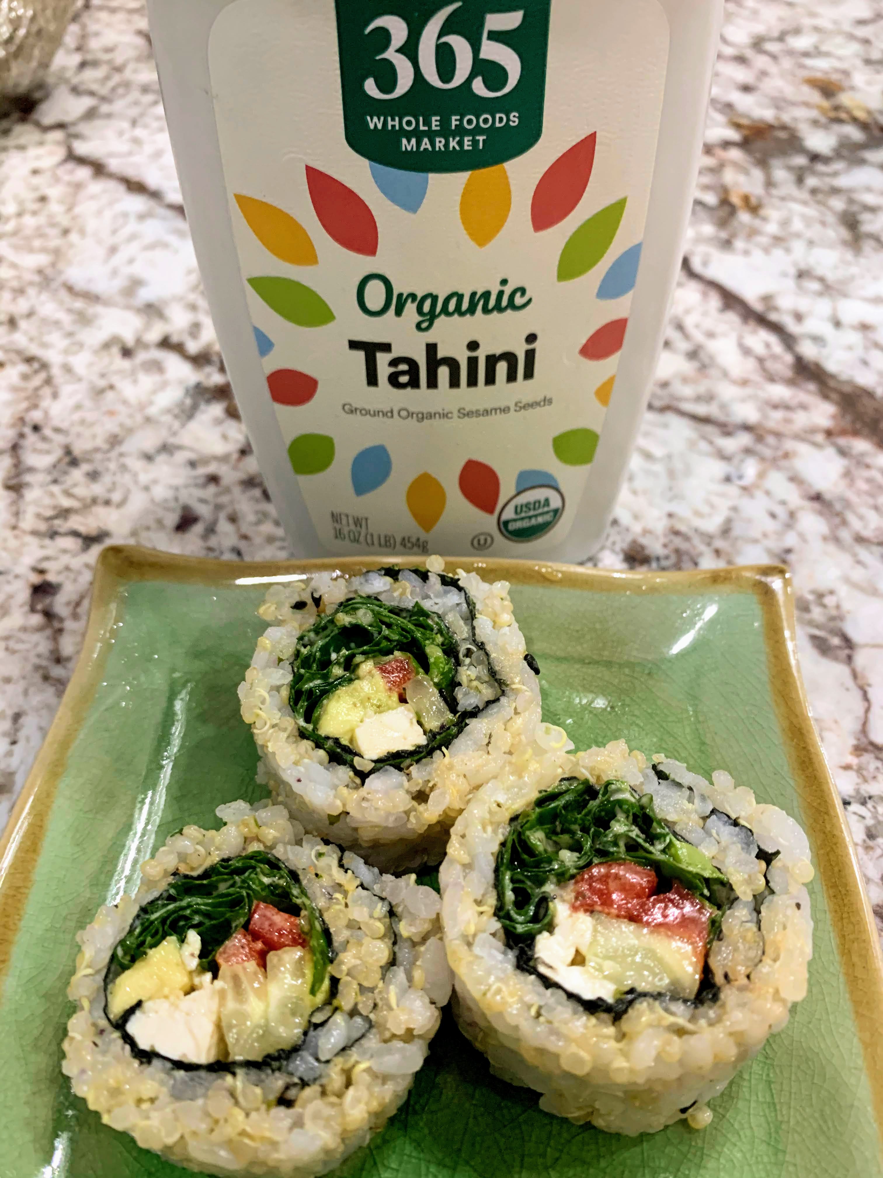 Tahini-Kale Vegetarian Sushi Roll