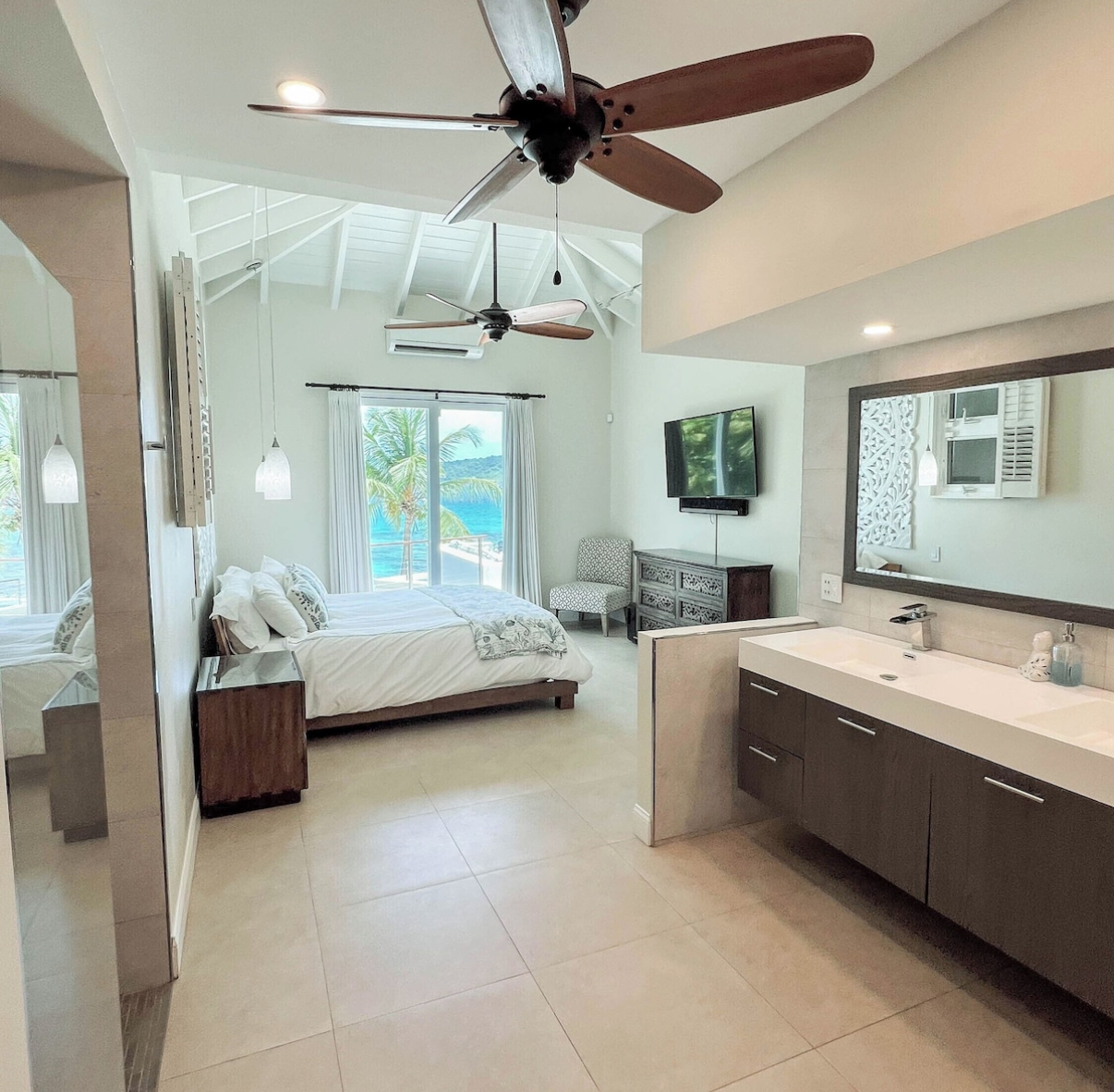 Modernly decorated master bedroom