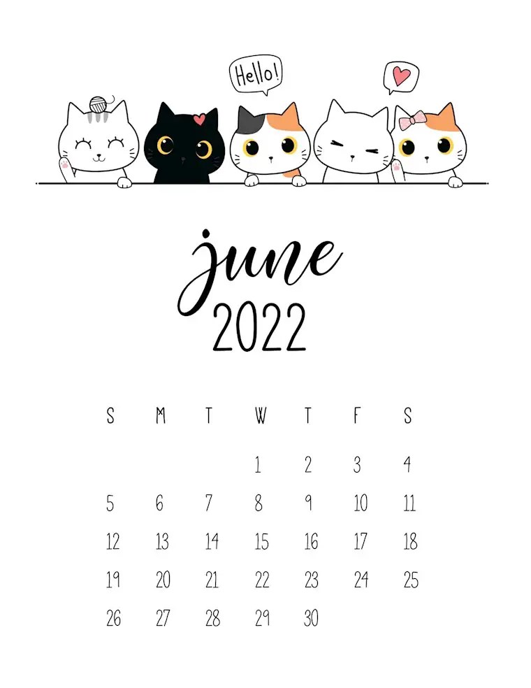 41 best printable june 2022 calendars cute simple
