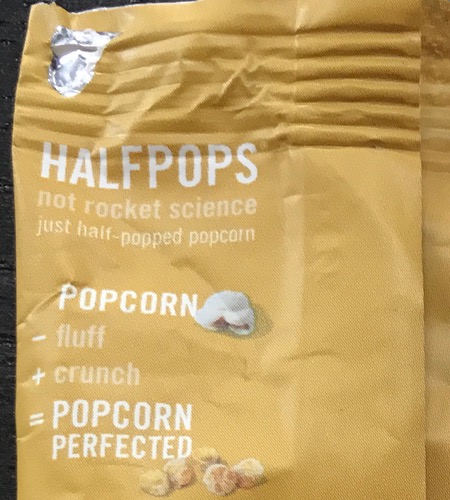 An equation reading 'Popcorn minus fluff plus crunch equals popcorn perfected'.