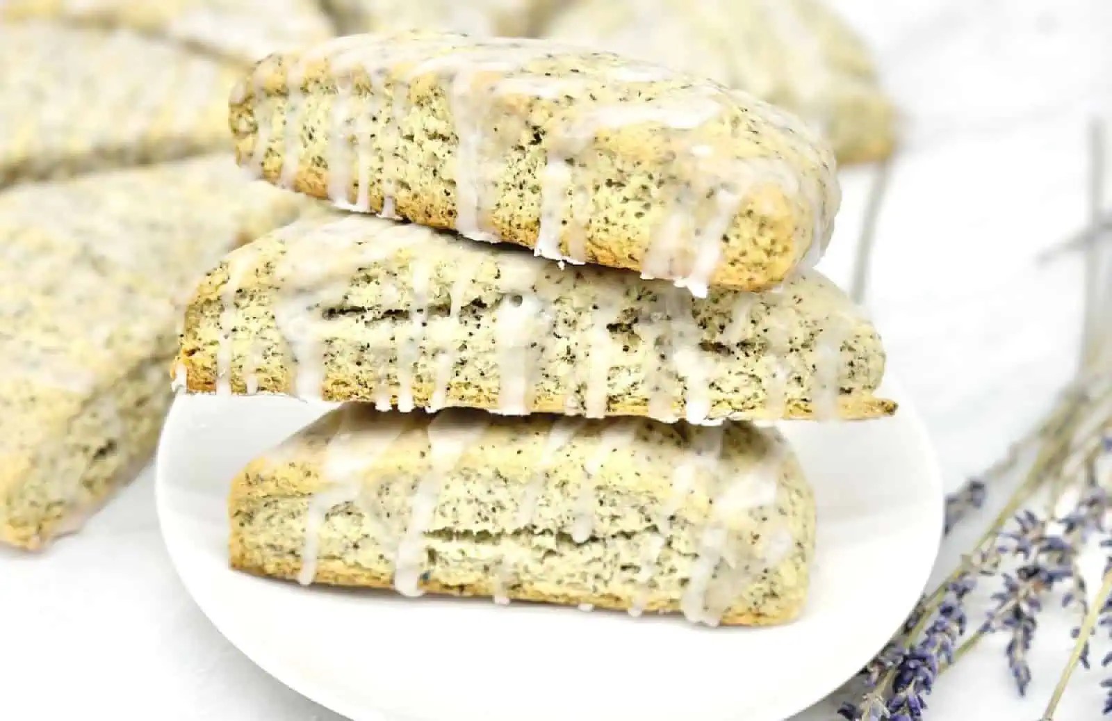 A stack of scones with glaze on top.