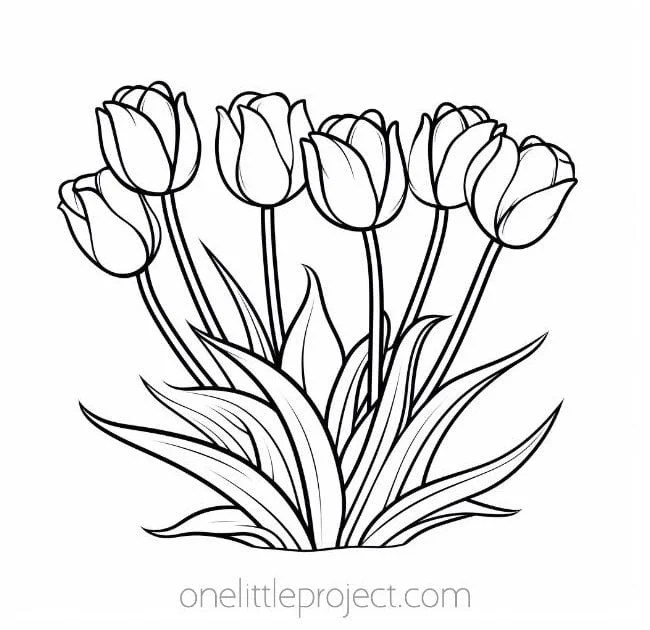 Simple flower coloring pages for kids