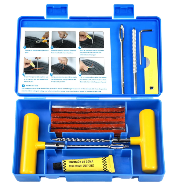 Tubeless Tyre Puncture Repair Kit with T-Handle Tools