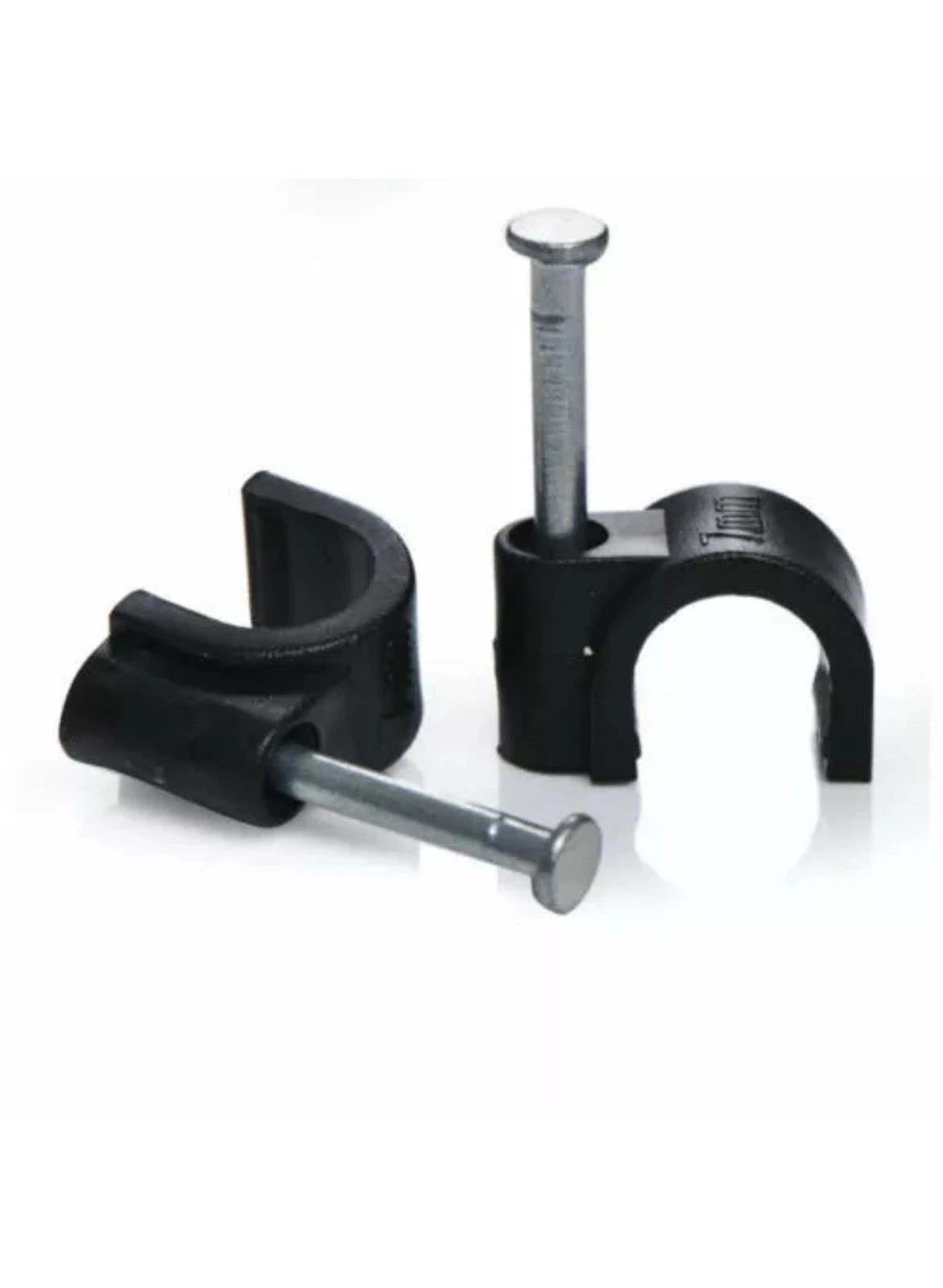 Tower 7.0mm Coaxial Cable Clips with Nails - black, Pack of 100