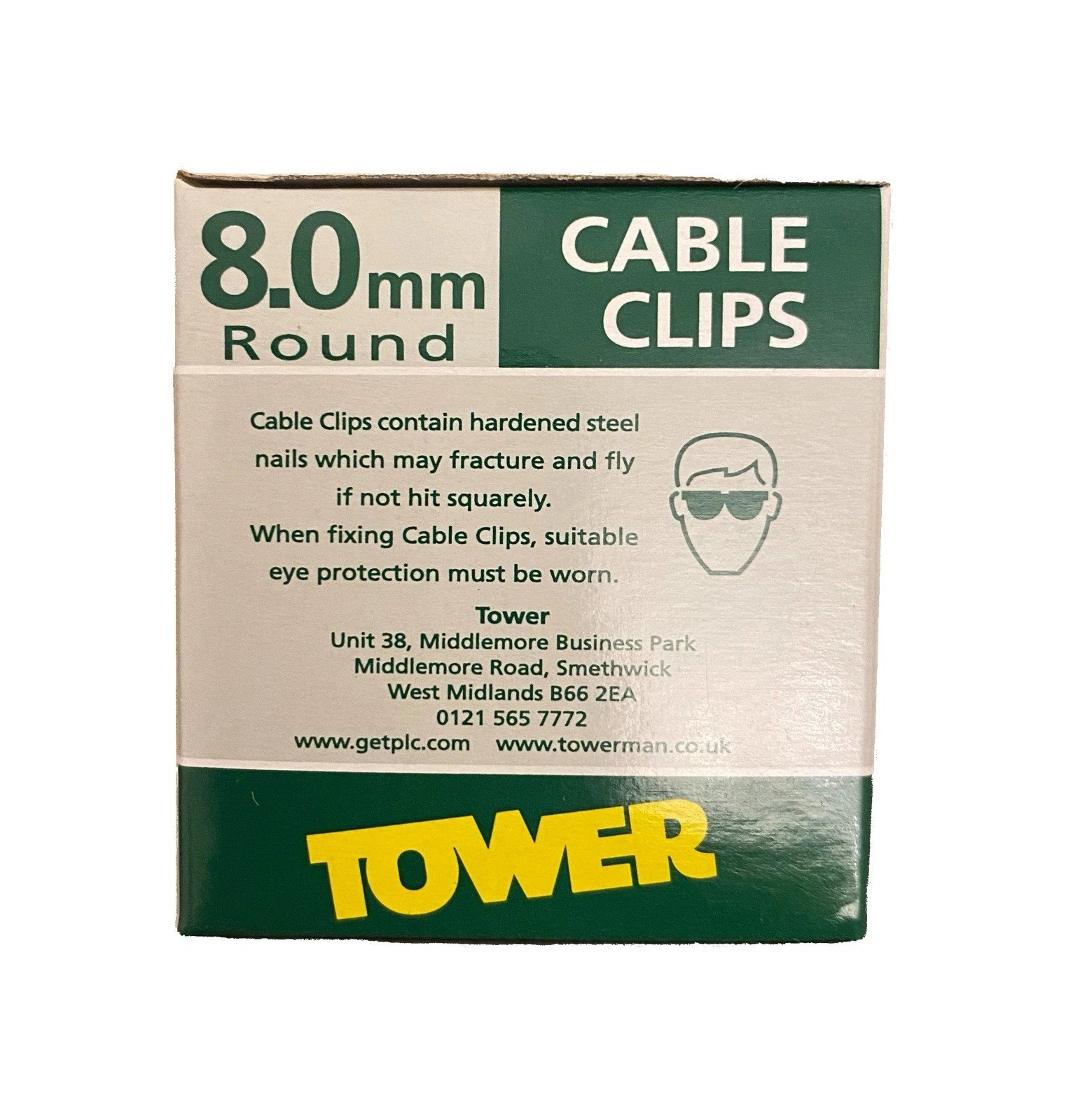 Tower 8.0mm Round Cable Clips – White, Pack of 50